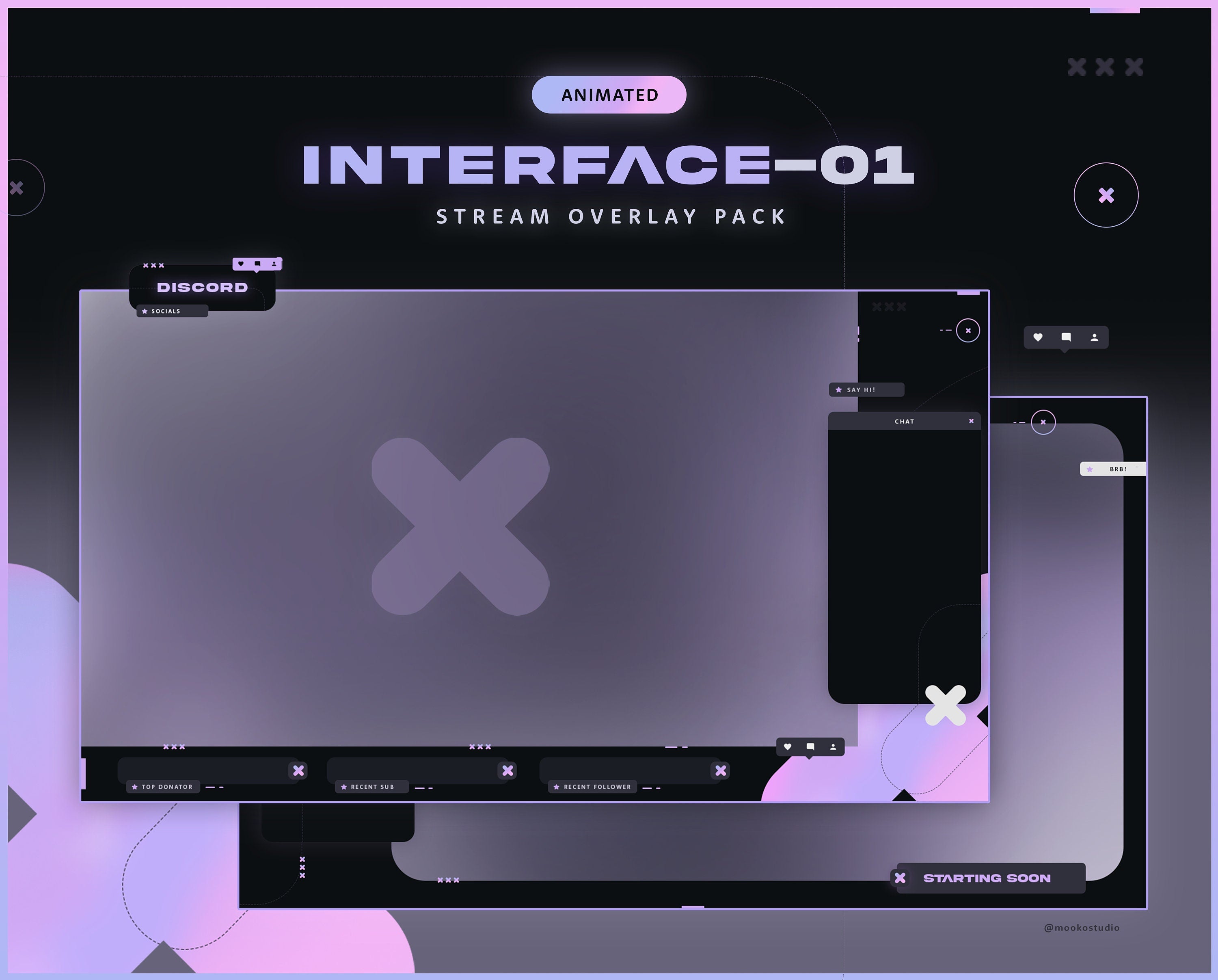 Interface-01  Animated Stream Overlay Pack – Mooko Studio