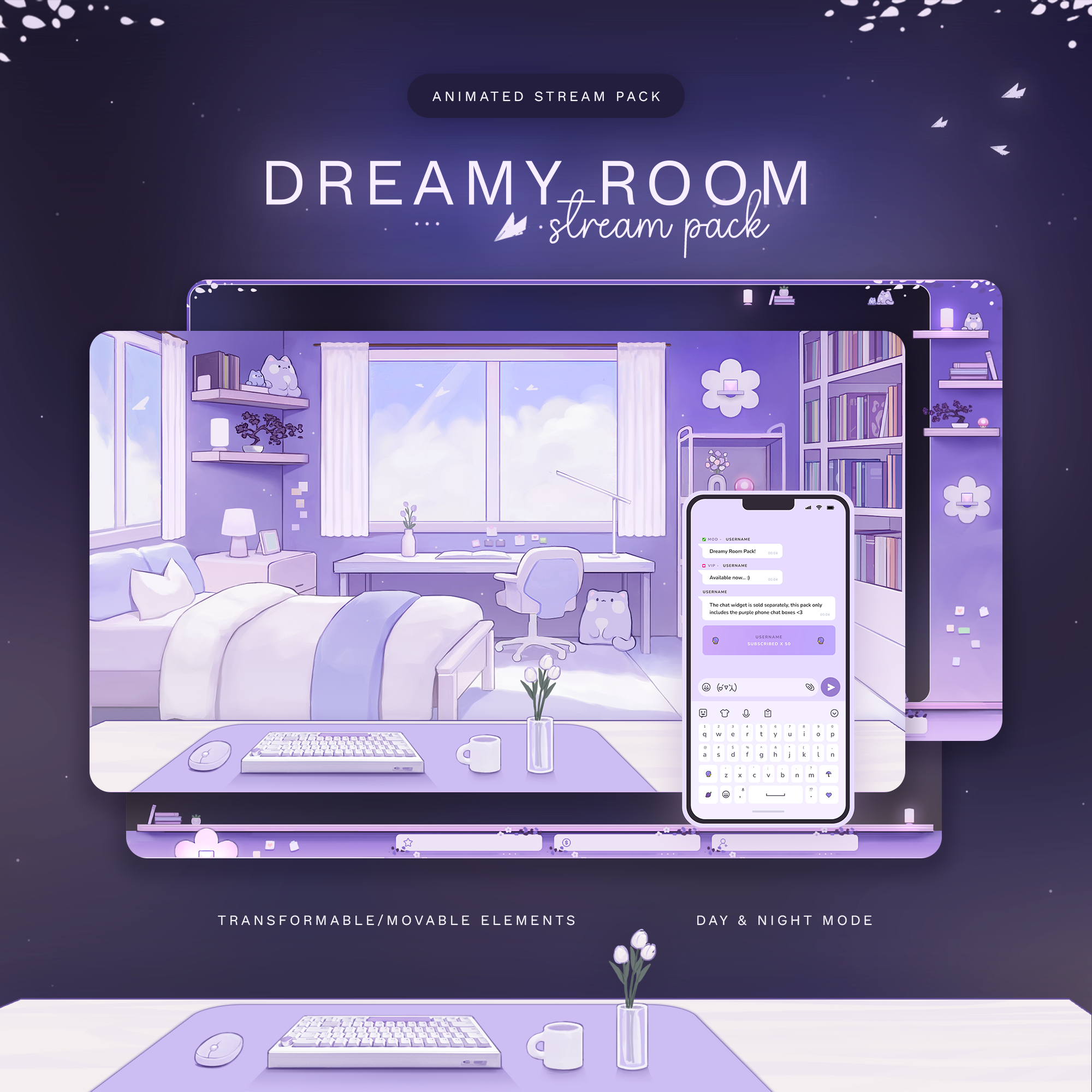 Dreamy Room | Animated Stream Overlay Pack