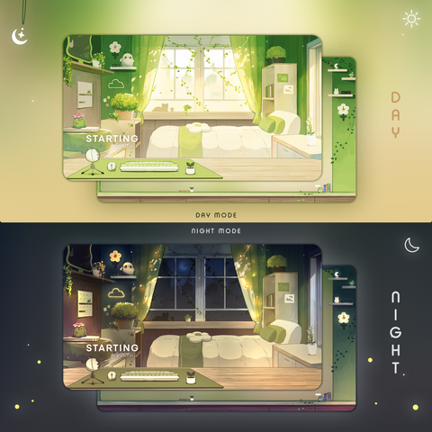 Cute Room | Day & Night Mode | Animated Stream Overlay Pack