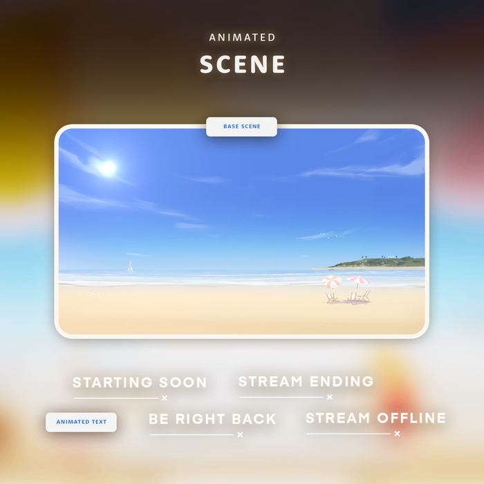 Sunny Beach | Animated Stream Overlay Pack + Stinger Transition