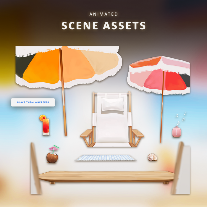 Sunny Beach | Animated Stream Overlay Pack + Stinger Transition