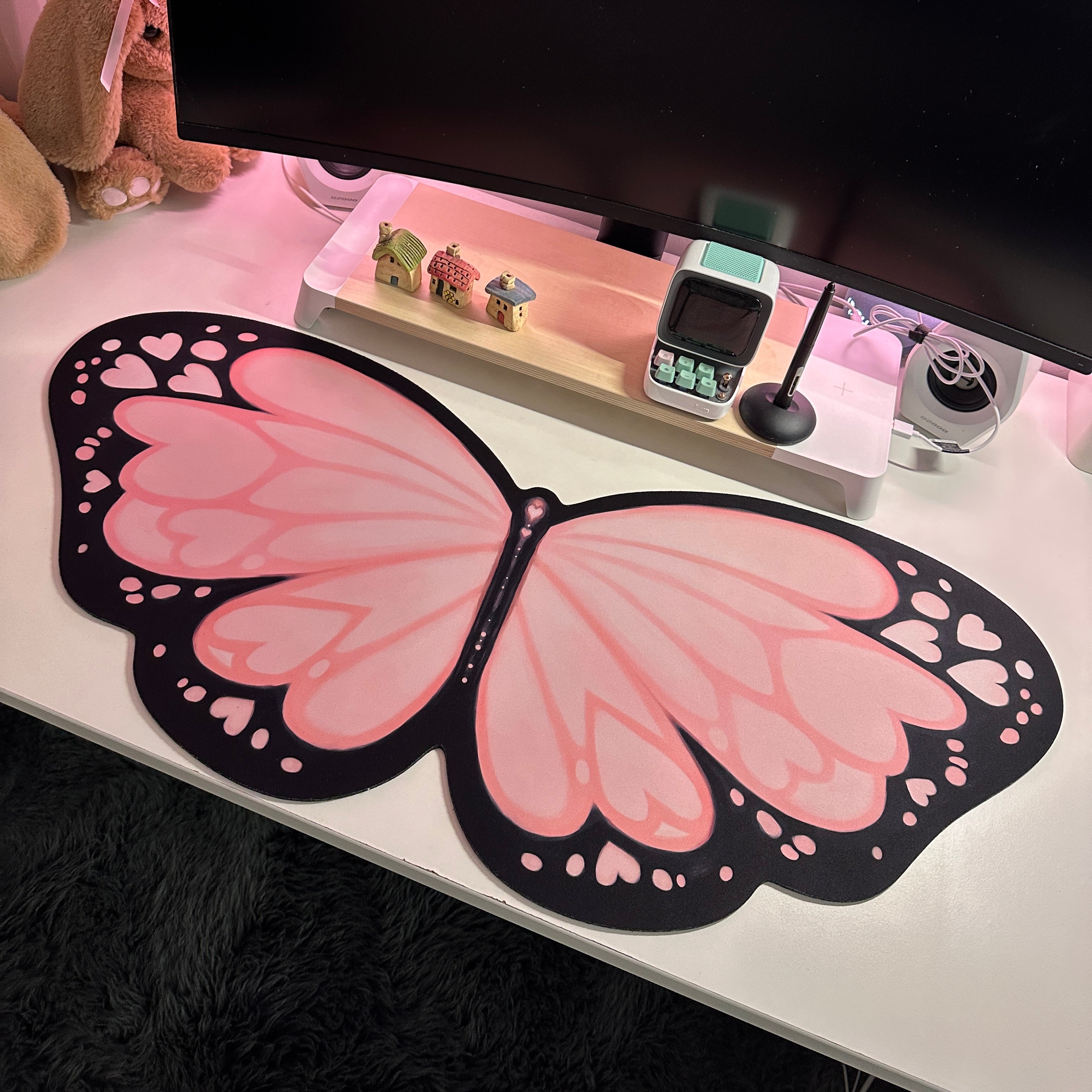 Pink Butterfly Deskmat