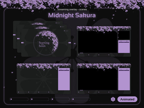 Midnight Sakura | Animated Stream Overlay Pack