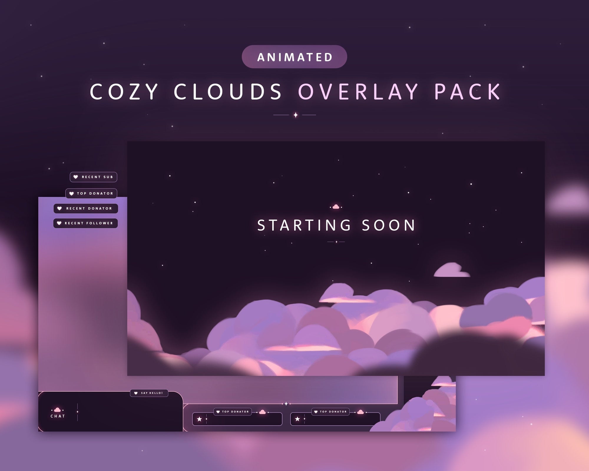 Wrb Overlay Cozy Clouds | Animated Stream Overlay Pack